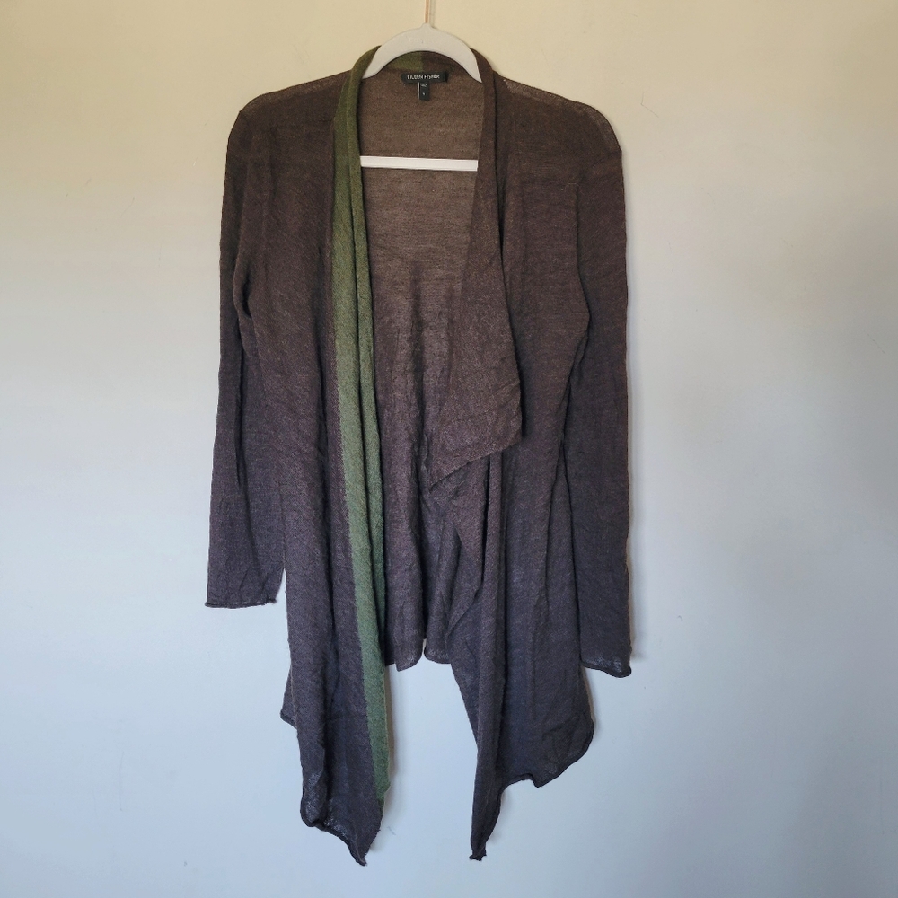 Eileen‎ Fisher 100% Royal Alpaca Asymmetrical Draped Open Cardigan